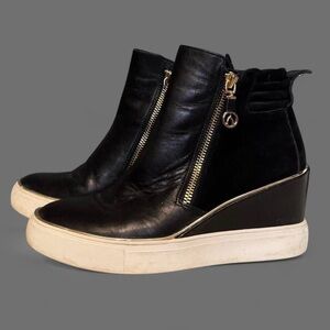 Y2K Black/Gold Sneaker Wedges